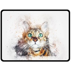 Cat Animal Art Abstract Watercolor Fleece Blanket (large)  by Celenk