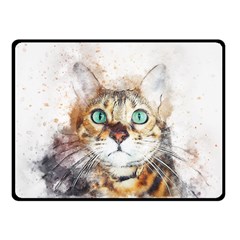 Cat Animal Art Abstract Watercolor Fleece Blanket (small) by Celenk