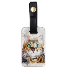 Cat Animal Art Abstract Watercolor Luggage Tags (one Side)  by Celenk