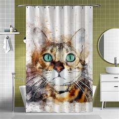 Cat Animal Art Abstract Watercolor Shower Curtain 48  X 72  (small)  by Celenk