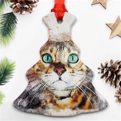 Cat Animal Art Abstract Watercolor Christmas Tree Ornament (two Sides) by Celenk