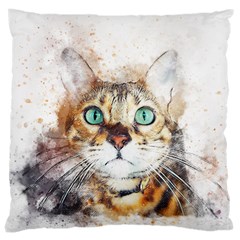 Cat Animal Art Abstract Watercolor Large Cushion Case (two Sides) by Celenk