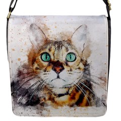 Cat Animal Art Abstract Watercolor Flap Messenger Bag (s) by Celenk