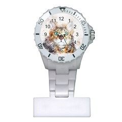 Cat Animal Art Abstract Watercolor Plastic Nurses Watch by Celenk