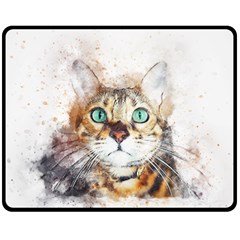 Cat Animal Art Abstract Watercolor Double Sided Fleece Blanket (medium)  by Celenk