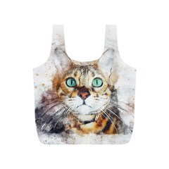 Cat Animal Art Abstract Watercolor Full Print Recycle Bags (s)  by Celenk