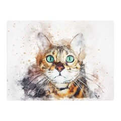 Cat Animal Art Abstract Watercolor Double Sided Flano Blanket (mini)  by Celenk