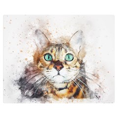 Cat Animal Art Abstract Watercolor Double Sided Flano Blanket (medium)  by Celenk