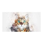 Cat Animal Art Abstract Watercolor Satin Wrap Front