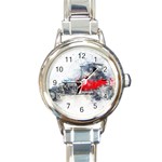 Car Old Car Art Abstract Round Italian Charm Watch Front