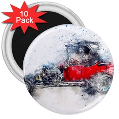 Car Old Car Art Abstract 3  Magnets (10 Pack)  by Celenk