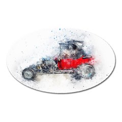 Car Old Car Art Abstract Oval Magnet by Celenk