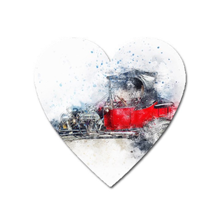 Car Old Car Art Abstract Heart Magnet