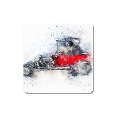 Car Old Car Art Abstract Square Magnet by Celenk