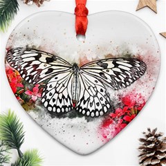 Butterfly Animal Insect Art Heart Ornament (two Sides) by Celenk