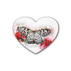 Butterfly Animal Insect Art Heart Coaster (4 Pack) 