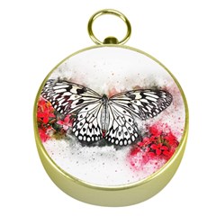 Butterfly Animal Insect Art Gold Compasses by Celenk