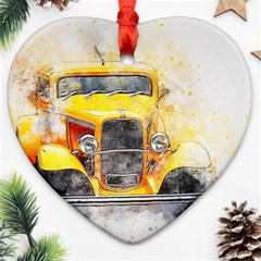 Car Old Art Abstract Ornament (heart) by Celenk