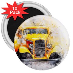 Car Old Art Abstract 3  Magnets (10 Pack)  by Celenk