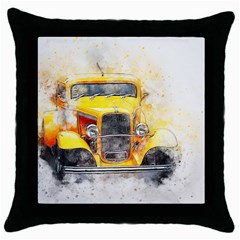 Car Old Art Abstract Throw Pillow Case (black) by Celenk