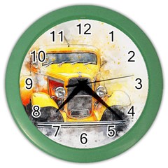 Car Old Art Abstract Color Wall Clocks by Celenk