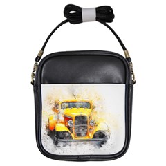 Car Old Art Abstract Girls Sling Bags by Celenk