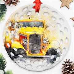 Car Old Art Abstract Ornament (round Filigree) by Celenk