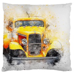 Car Old Art Abstract Large Cushion Case (two Sides) by Celenk