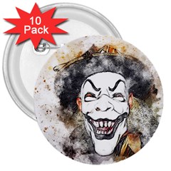 Mask Party Art Abstract Watercolor 3  Buttons (10 Pack)  by Celenk