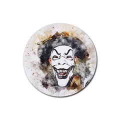 Mask Party Art Abstract Watercolor Rubber Coaster (round)  by Celenk