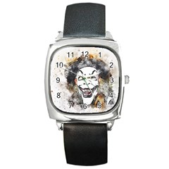 Mask Party Art Abstract Watercolor Square Metal Watch by Celenk