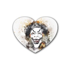 Mask Party Art Abstract Watercolor Rubber Coaster (heart) 