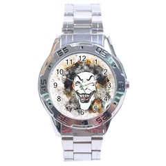 Mask Party Art Abstract Watercolor Stainless Steel Analogue Watch by Celenk