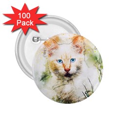 Cat Animal Art Abstract Watercolor 2 25  Buttons (100 Pack)  by Celenk