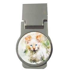 Cat Animal Art Abstract Watercolor Money Clips (round)  by Celenk