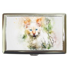 Cat Animal Art Abstract Watercolor Cigarette Money Cases by Celenk