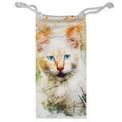 Cat Animal Art Abstract Watercolor Jewelry Bag by Celenk