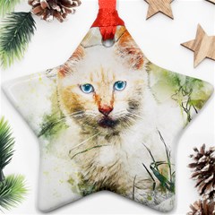 Cat Animal Art Abstract Watercolor Star Ornament (two Sides) by Celenk