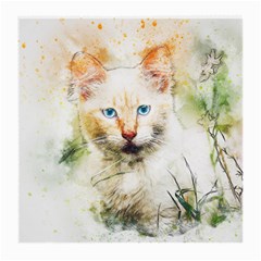 Cat Animal Art Abstract Watercolor Medium Glasses Cloth (2-side) by Celenk