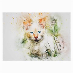 Cat Animal Art Abstract Watercolor Large Glasses Cloth by Celenk