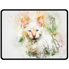 Cat Animal Art Abstract Watercolor Fleece Blanket (large)  by Celenk