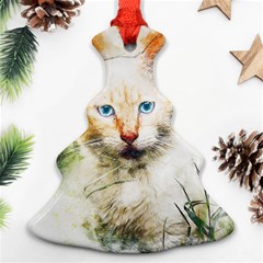 Cat Animal Art Abstract Watercolor Ornament (christmas Tree)  by Celenk