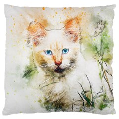 Cat Animal Art Abstract Watercolor Standard Flano Cushion Case (two Sides) by Celenk