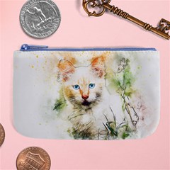 Cat Animal Art Abstract Watercolor Large Coin Purse by Celenk