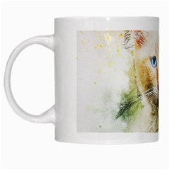 Cat Animal Art Abstract Watercolor White Mugs by Celenk