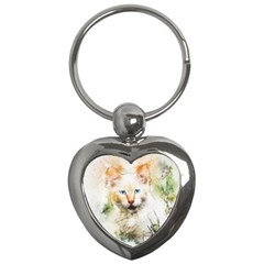 Cat Animal Art Abstract Watercolor Key Chains (heart)  by Celenk