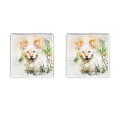 Cat Animal Art Abstract Watercolor Cufflinks (square) by Celenk