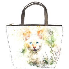 Cat Animal Art Abstract Watercolor Bucket Bags by Celenk