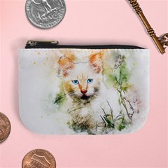 Cat Animal Art Abstract Watercolor Mini Coin Purses by Celenk