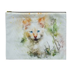 Cat Animal Art Abstract Watercolor Cosmetic Bag (xl) by Celenk